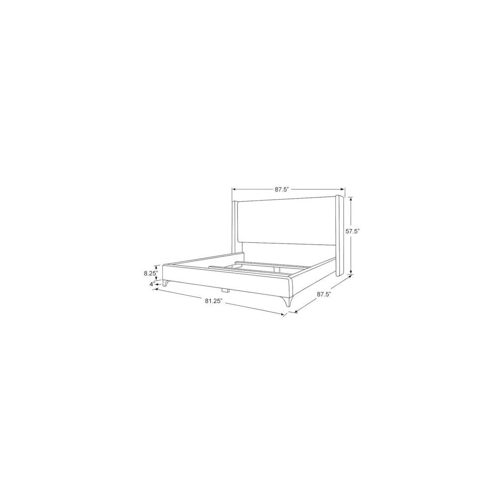 BOWERY HILL Modern Upholstered King Bed, 57.5 in Tall Headboard, Solid and Engineered Wood Frame, Brown Performance Fabric, Durable North American Craftsmanship, Box Spring Required, Elegant Bedroom