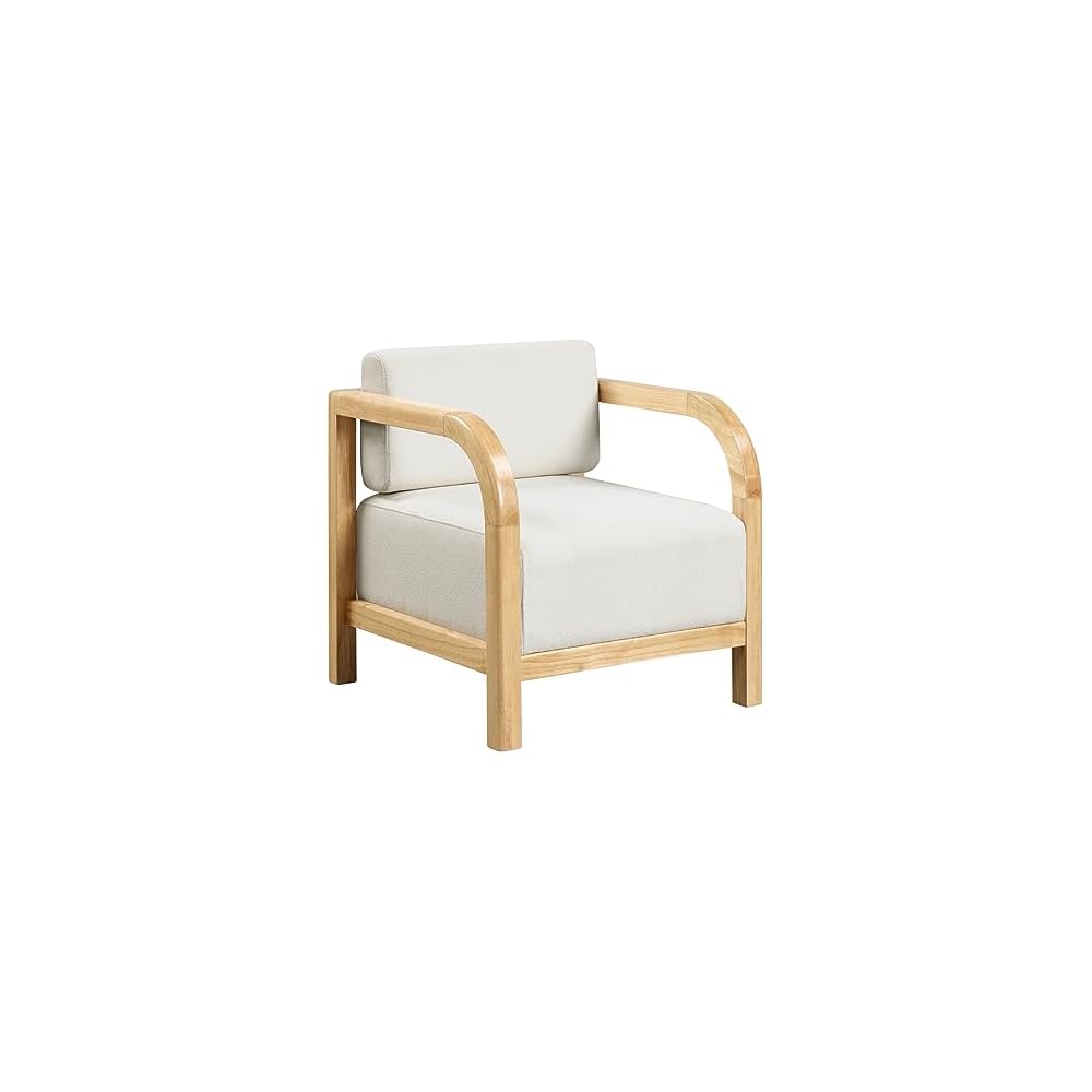 Nathan James Jayden Scandinavian Accent Chair, Linen Upholstered Bedroom Chair with Solid Wood Frame and Plush Cushioned Seat, Natural Brown