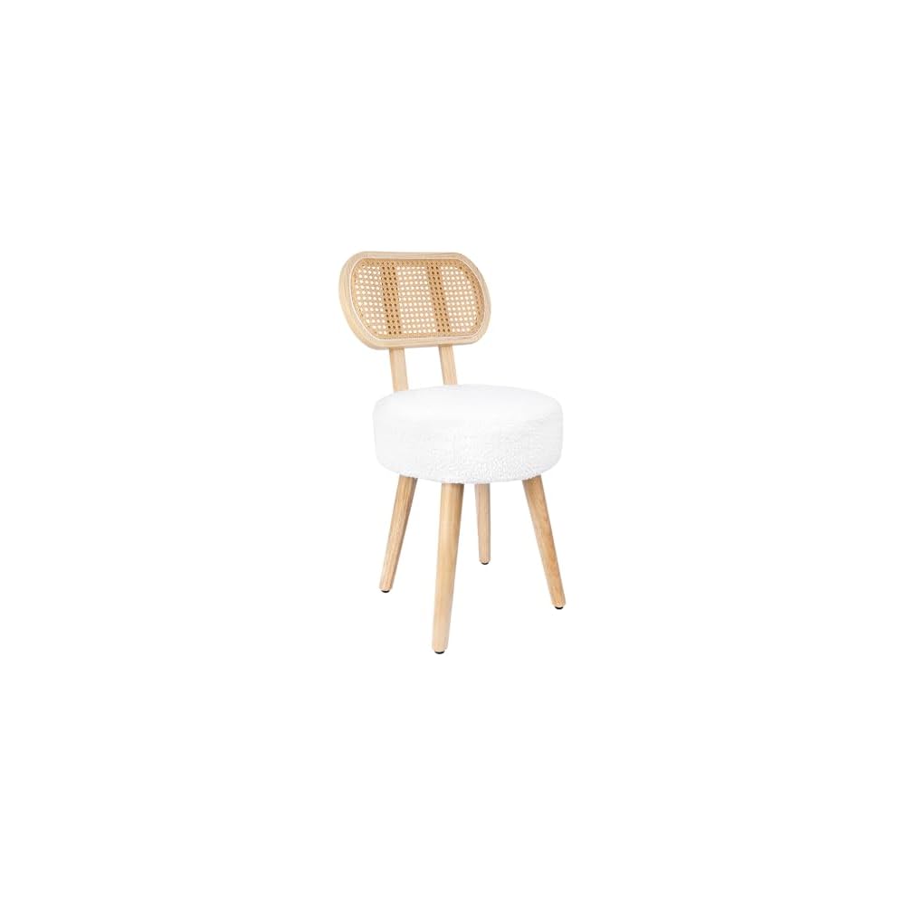 Rattan Dining Chair, Kitchen Dining Room Chairs, Mid Century Modern Boucle Chair, Stylish Upholstered Wood Accent Chair, Cute Sherpa Chair, Living Room Bar Stool Chair, Boho Makeup Vanity Chair, 1 Pc