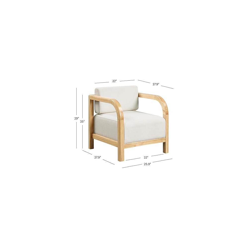 Nathan James Jayden Scandinavian Accent Chair, Linen Upholstered Bedroom Chair with Solid Wood Frame and Plush Cushioned Seat, Natural Brown
