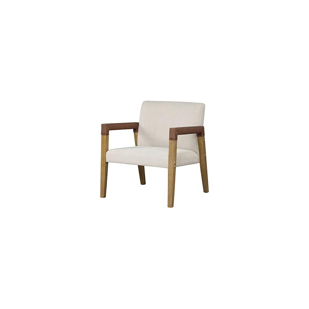 Nathan James Jayden Scandinavian Accent Chair, Linen Upholstered Bedroom Chair with Solid Wood Frame and Plush Cushioned Seat, Natural Brown