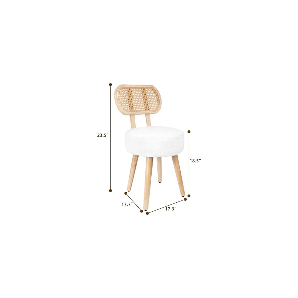 Rattan Dining Chair, Kitchen Dining Room Chairs, Mid Century Modern Boucle Chair, Stylish Upholstered Wood Accent Chair, Cute Sherpa Chair, Living Room Bar Stool Chair, Boho Makeup Vanity Chair, 1 Pc