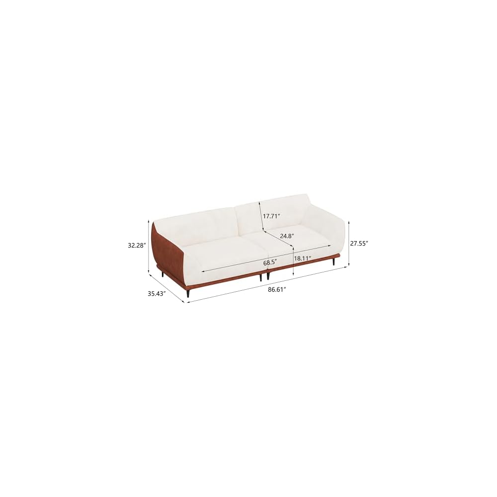 86.61" 3-Seater Fabric Sofa, Modern Minimalist Upholstered Couch