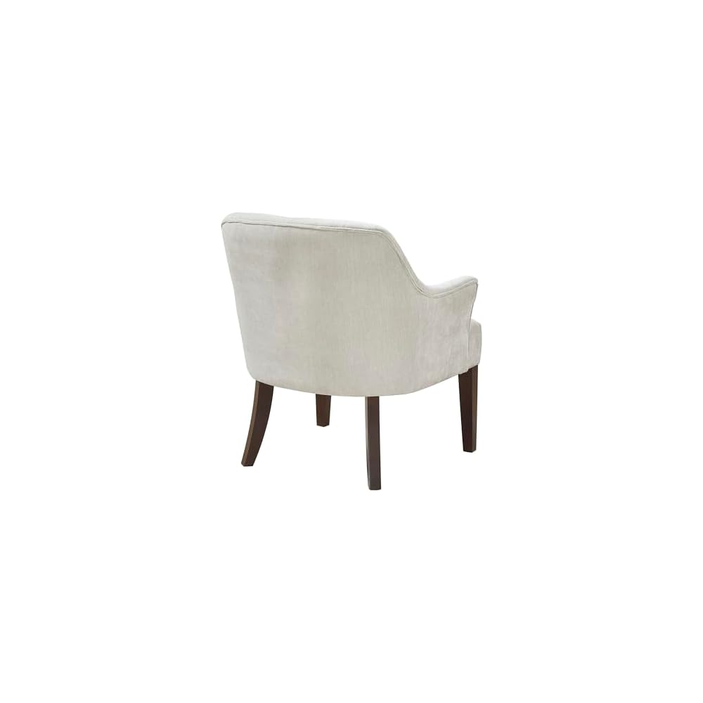 Lexicon Modern Accent Chair, Textured Fabric Upholstered Arm Chair with Button Tufted Back, Sloped Flared Arms and Wooden Legs for Living Room/Bedroom, Oyster