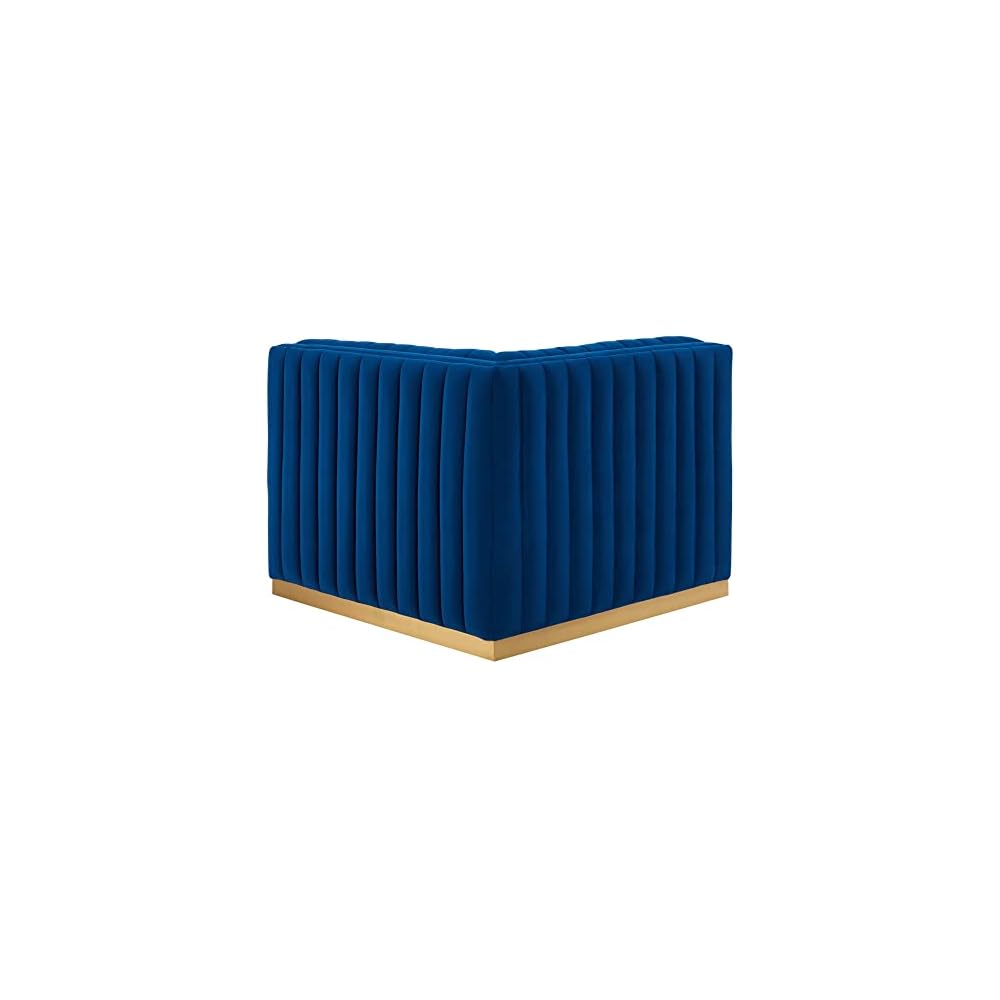 Modway Conjure Channel Tufted Performance Velvet Right Corner Chair in Gold/Navy