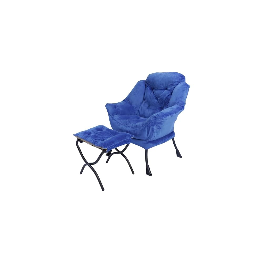 Kokel Lazy Chair with Folding Ottoman,Living Room Chairs, Accent Contemporary Lounge Chair, Single Steel Frame Leisure Sofa Chair with Armrests and A Side Pocket (Beige-1130)