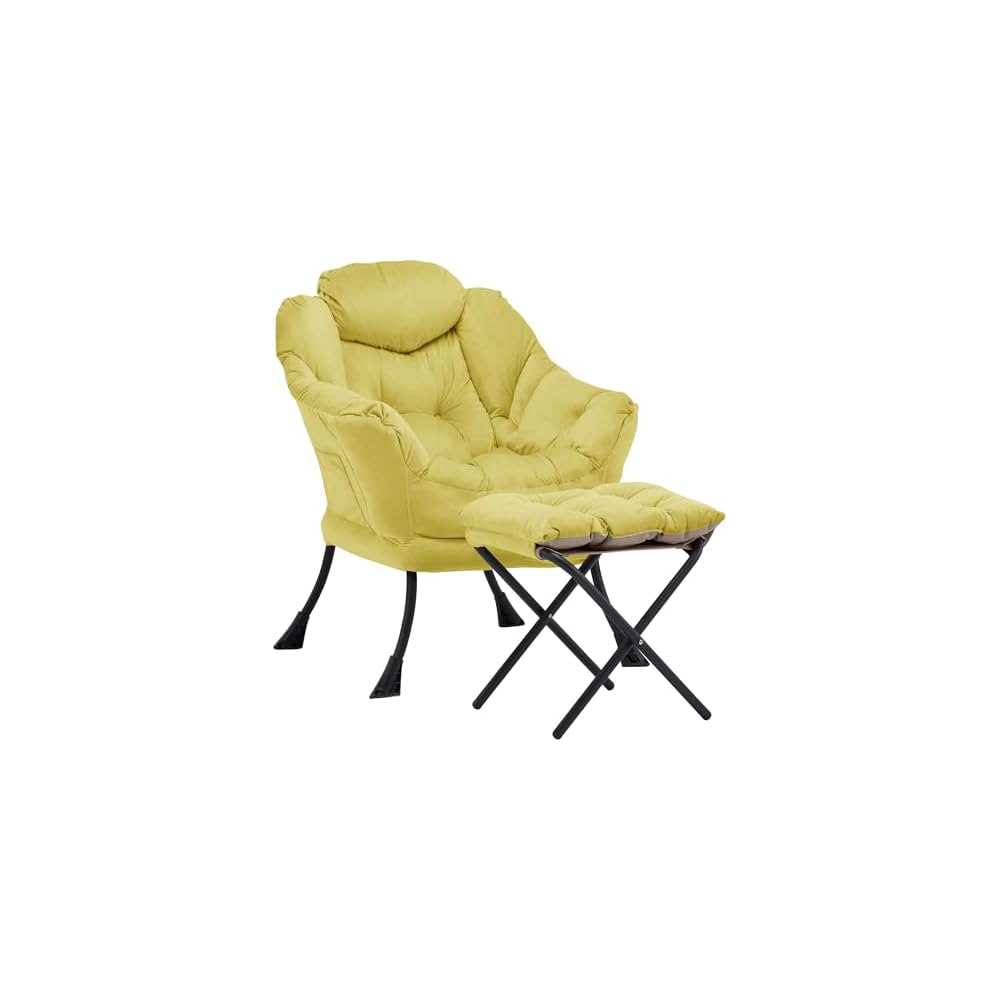 Lazy Chair with Ottoman, Comfy Reading Chair, Brown