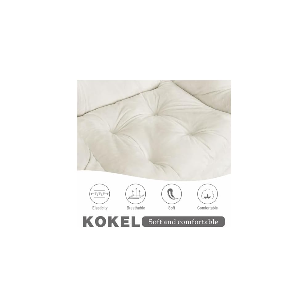 Kokel Lazy Chair with Folding Ottoman,Living Room Chairs, Accent Contemporary Lounge Chair, Single Steel Frame Leisure Sofa Chair with Armrests and A Side Pocket (Beige-1130)