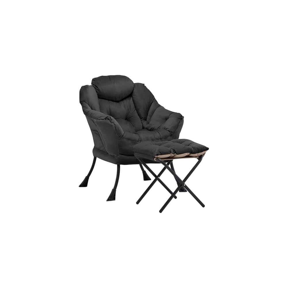 Lazy Chair with Ottoman, Comfy Reading Chair, Brown
