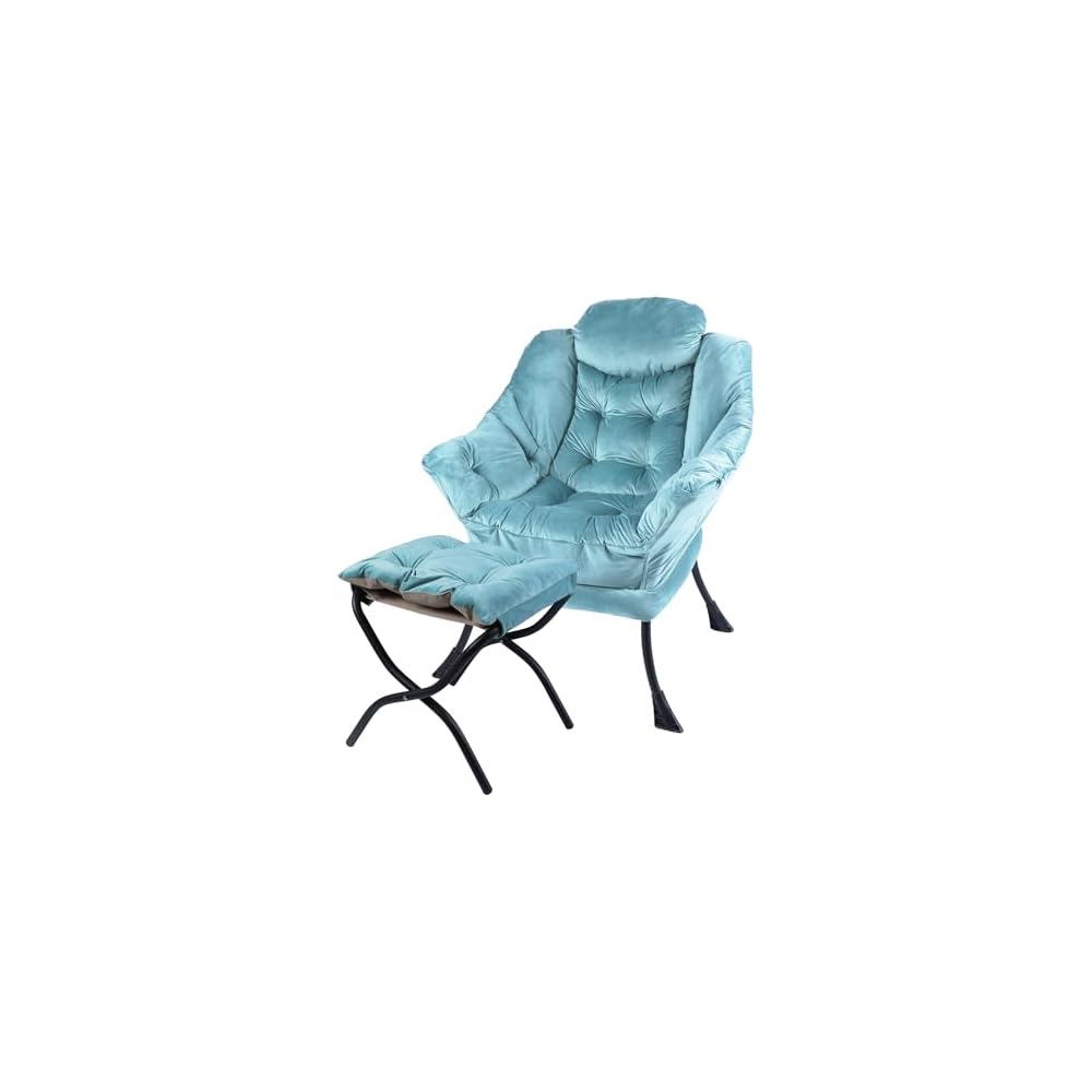 Kokel Lazy Chair with Folding Ottoman,Living Room Chairs, Accent Contemporary Lounge Chair, Single Steel Frame Leisure Sofa Chair with Armrests and A Side Pocket (Beige-1130)