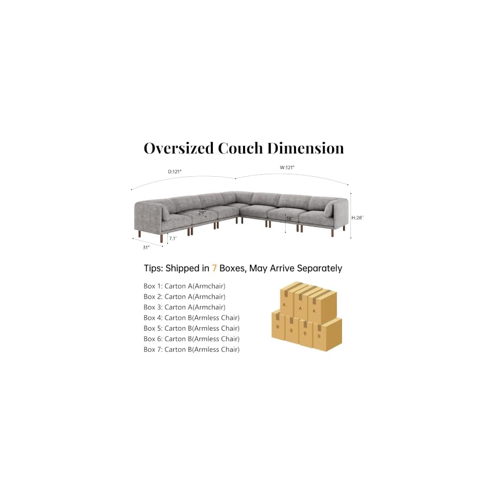 Cloud Sectional Couches for Living Room,Modular Sectional Sofa,Grey