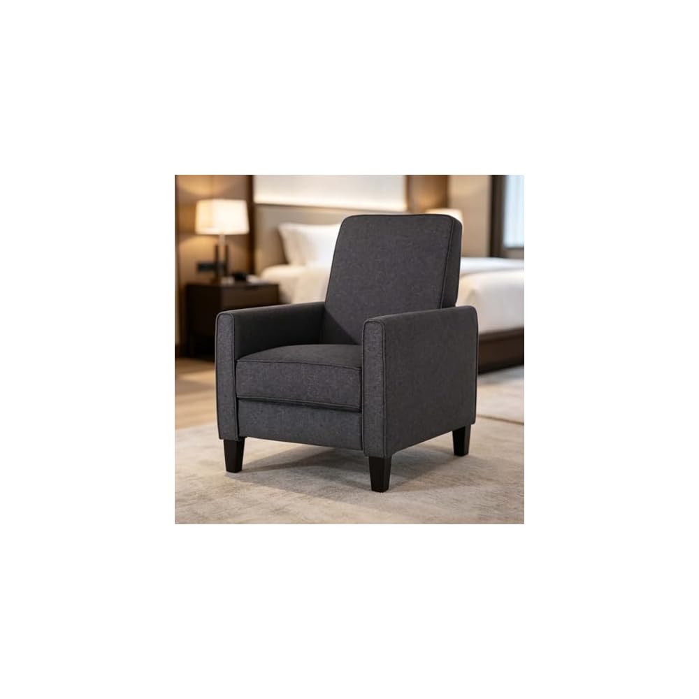 Dark Gray Upholstered Accent Chair - Stylish Fabric Armchair for Living Room, Bedroom, Office, or Guest Corner - Modern Design with Comfort and Versatility