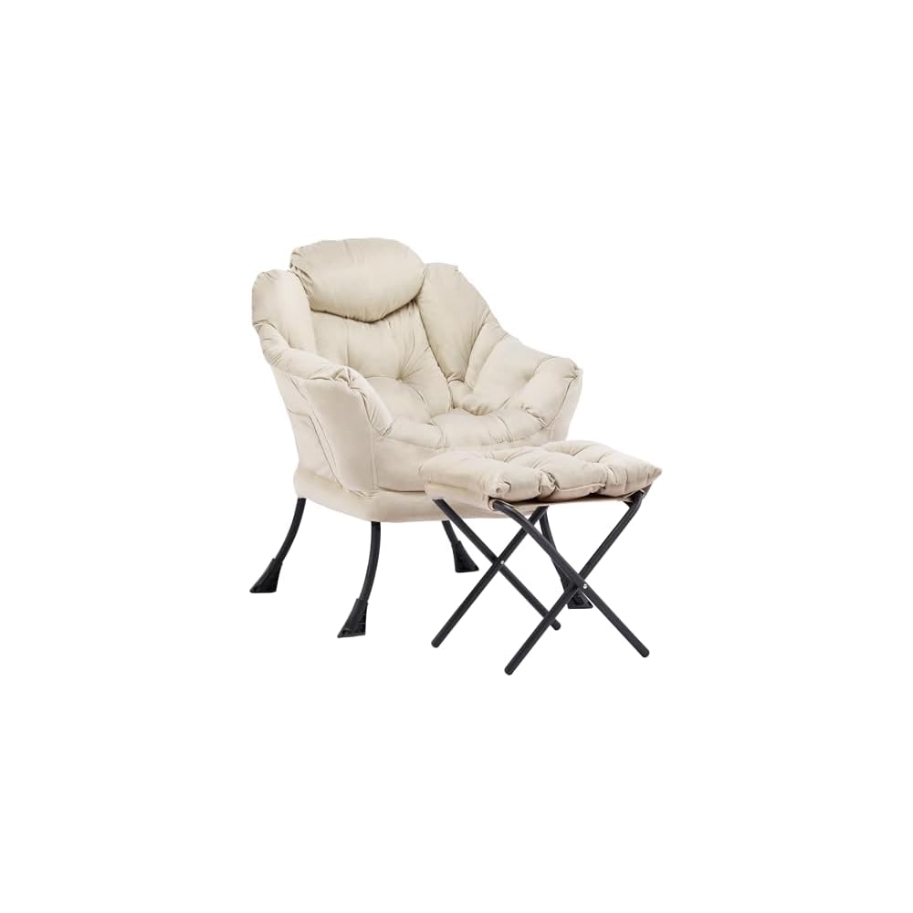 Lazy Chair with Ottoman, Comfy Reading Chair, Brown