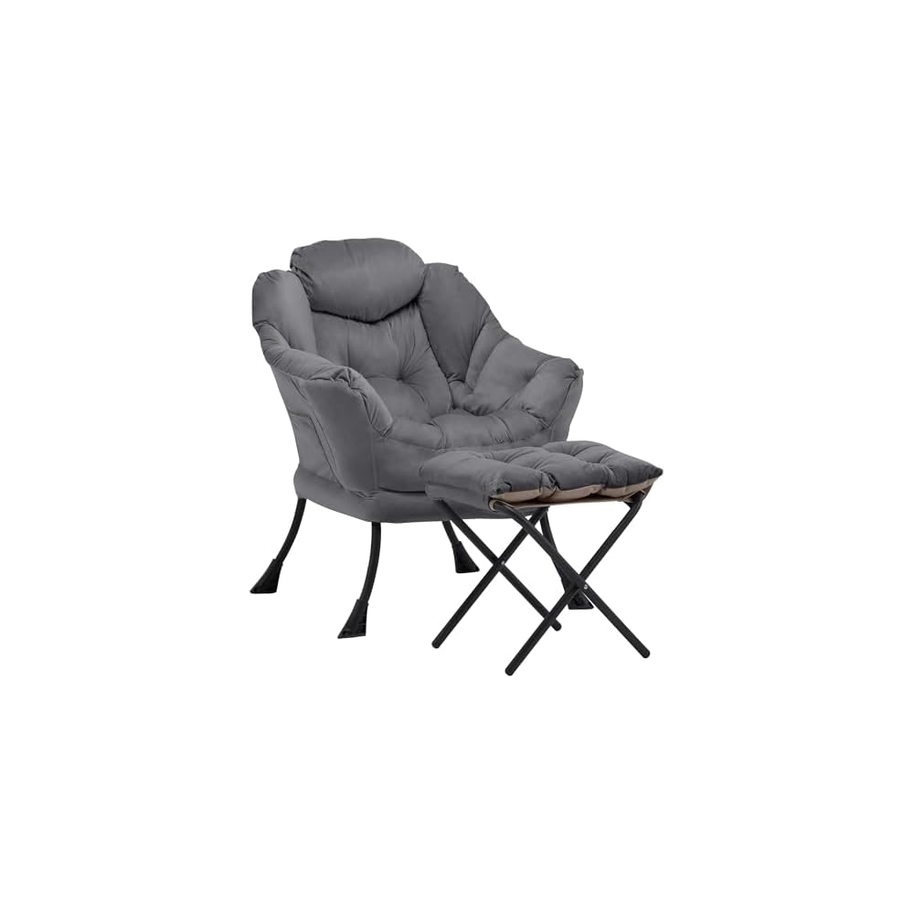 Lazy Chair with Ottoman, Comfy Reading Chair, Brown