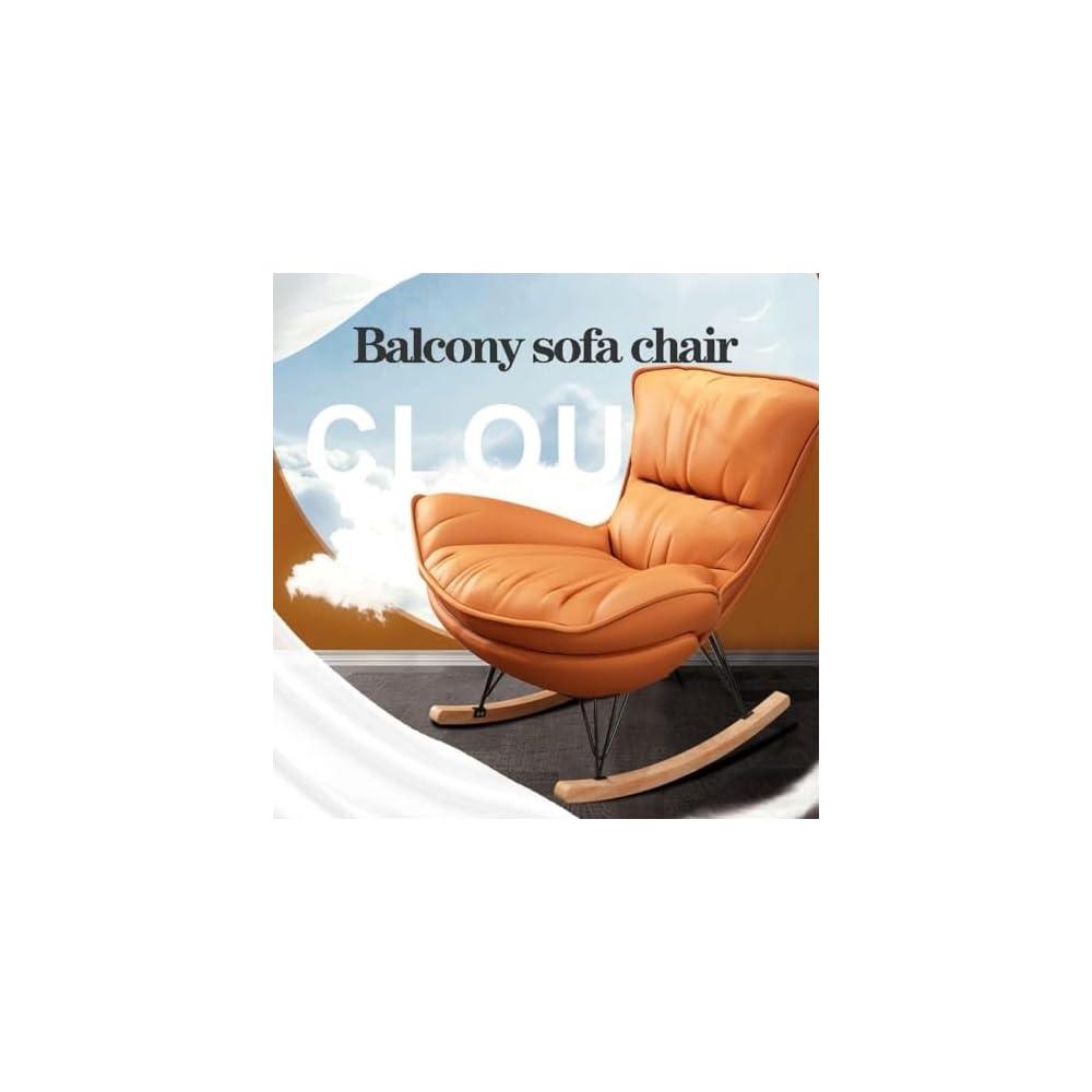 LSLYTQ Waterproof Technical Fabric Rocking Chair with Footrest - Upholstered Armchair for Living Room/Bedroom - Comfortable Side Chair for Relaxing