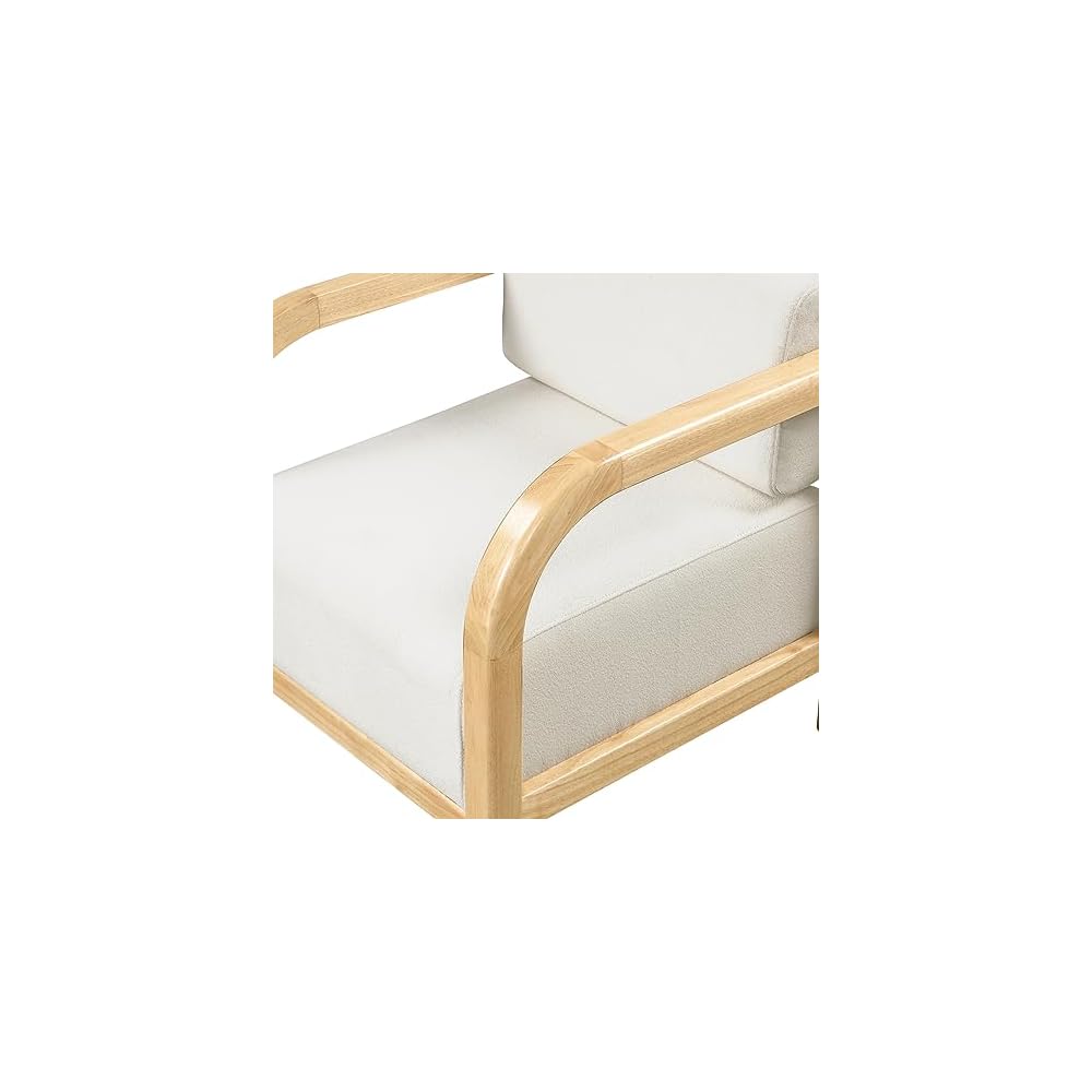 Nathan James Jayden Scandinavian Accent Chair, Linen Upholstered Bedroom Chair with Solid Wood Frame and Plush Cushioned Seat, Natural Brown