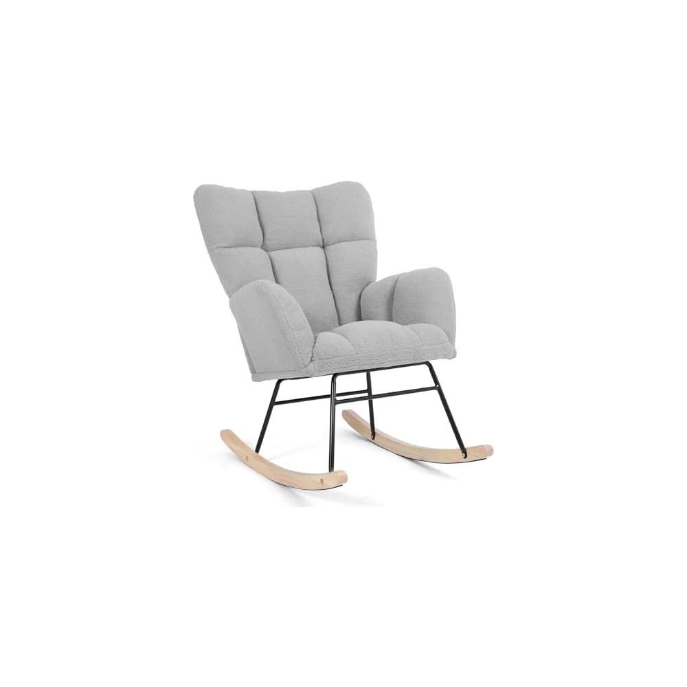 Teddy Upholstered Glider Rocking Chair, Comfy Accent Armchair