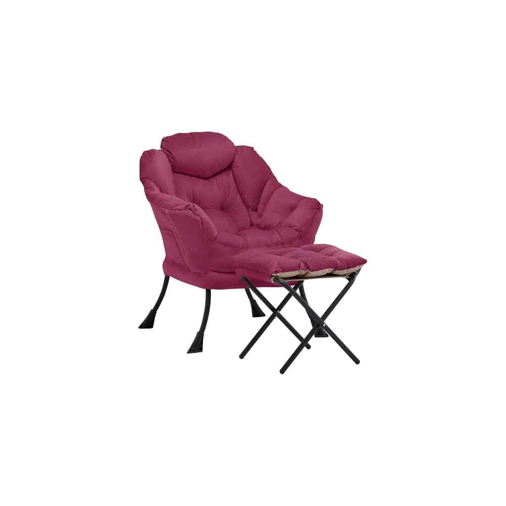 Lazy Chair with Ottoman, Comfy Reading Chair, Brown