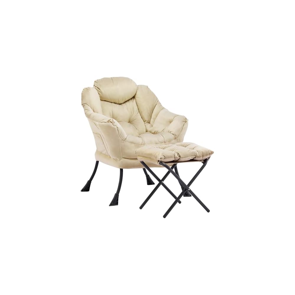 Lazy Chair with Ottoman, Comfy Reading Chair, Brown