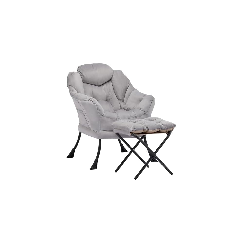 Lazy Chair with Ottoman, Comfy Reading Chair, Brown