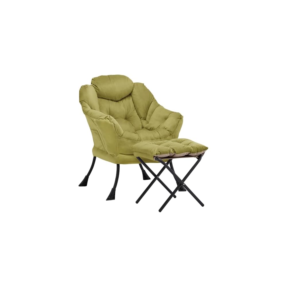 Lazy Chair with Ottoman, Comfy Reading Chair, Brown