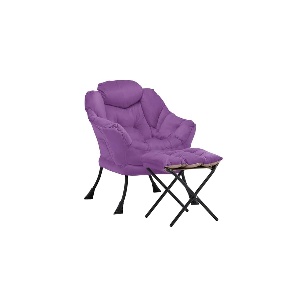 Lazy Chair with Ottoman, Comfy Reading Chair, Brown