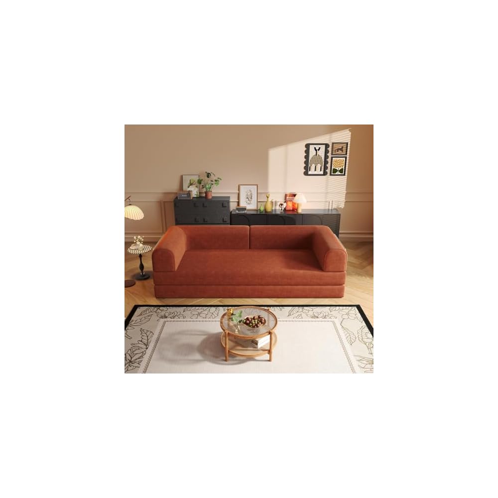 SYFERLORY Versatile 2 in1 Oversized Loveseat 3-Seater Corduroy Couch Convertible Sofa Bed Boneless Chaise Lounge Chair Indoor Floor Sofa Modular Couch for Living Room Basement Theater Room