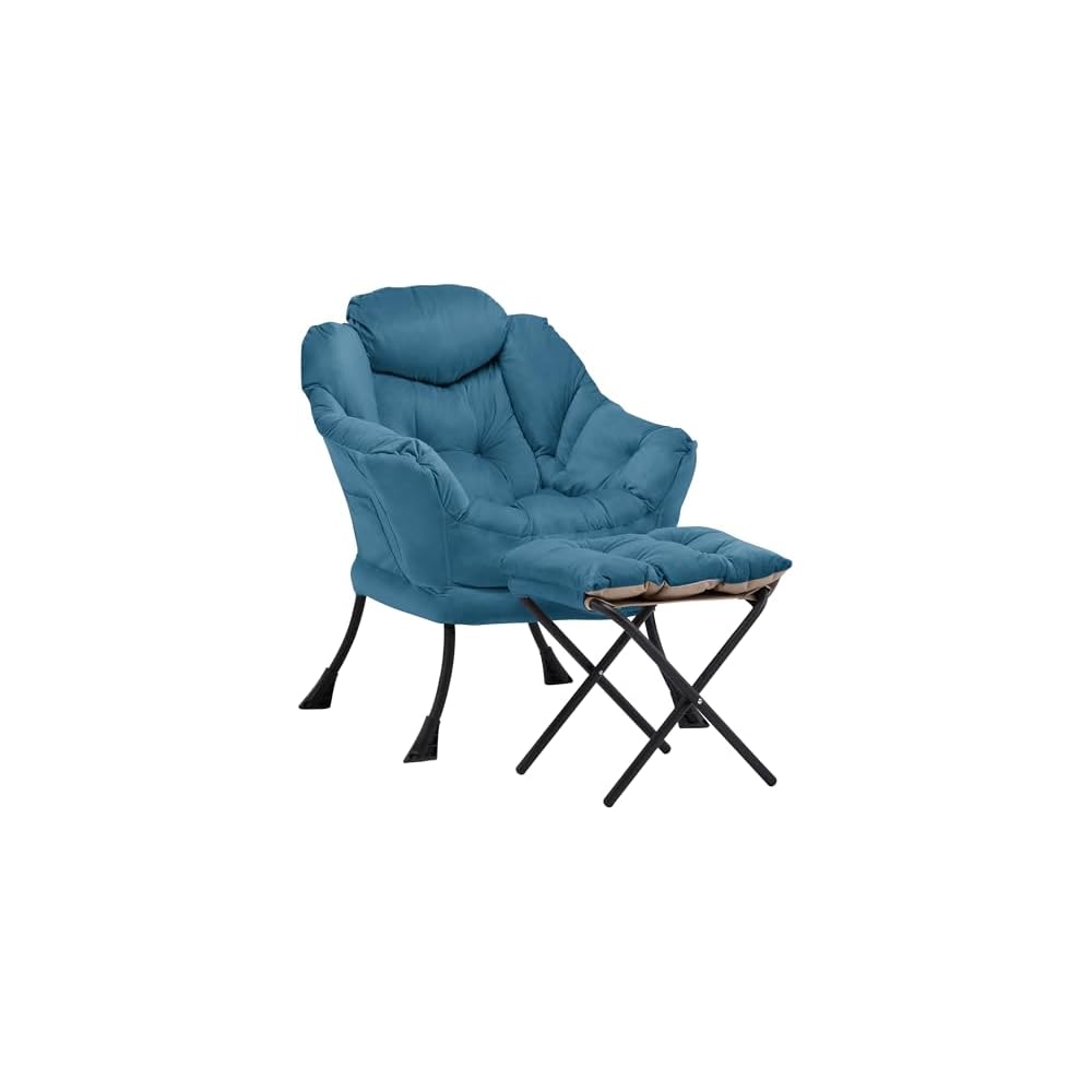 Lazy Chair with Ottoman, Comfy Reading Chair, Brown