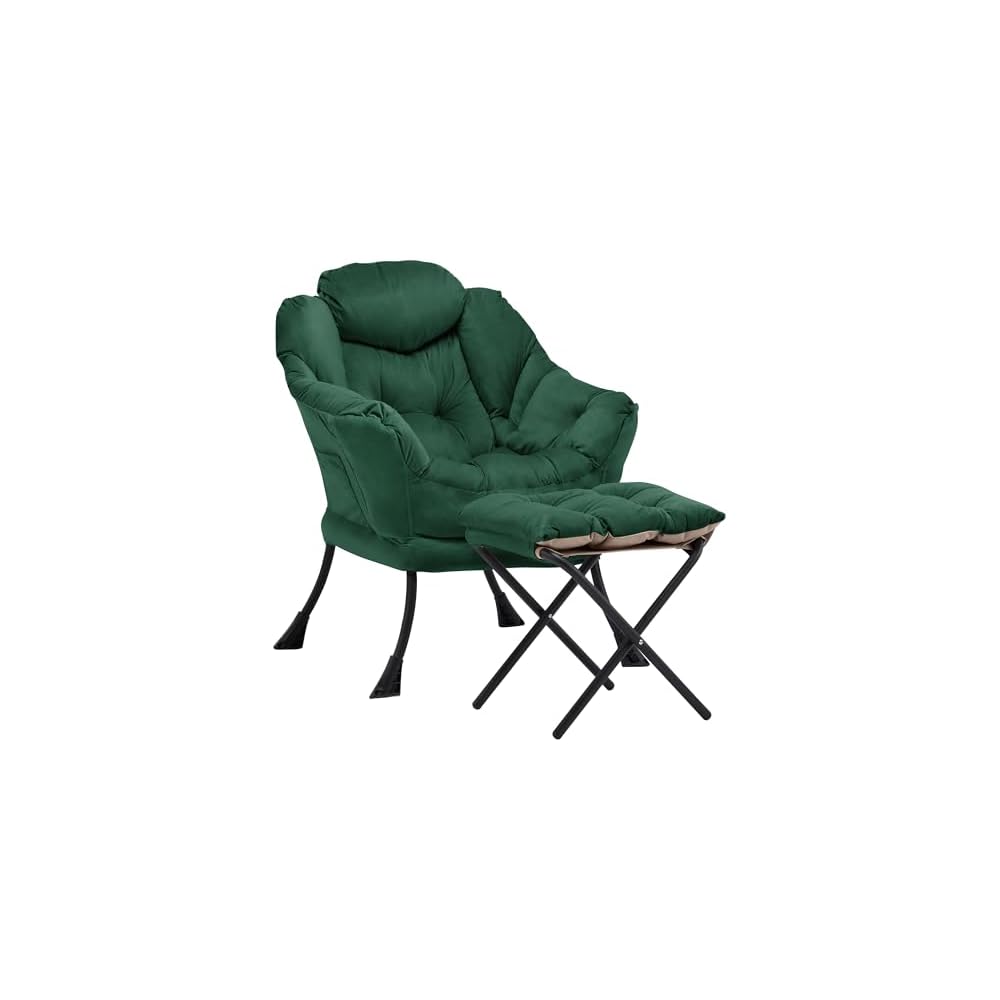 Lazy Chair with Ottoman, Comfy Reading Chair, Brown