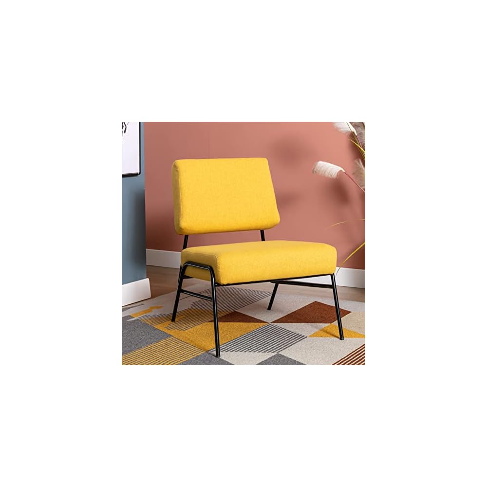 Mid Modern Chairs Wire Metal Frame Slipper Barrel Chair Chair for Living Room Meeting Room Yellow 26.5" x 29.7" x 31.8"