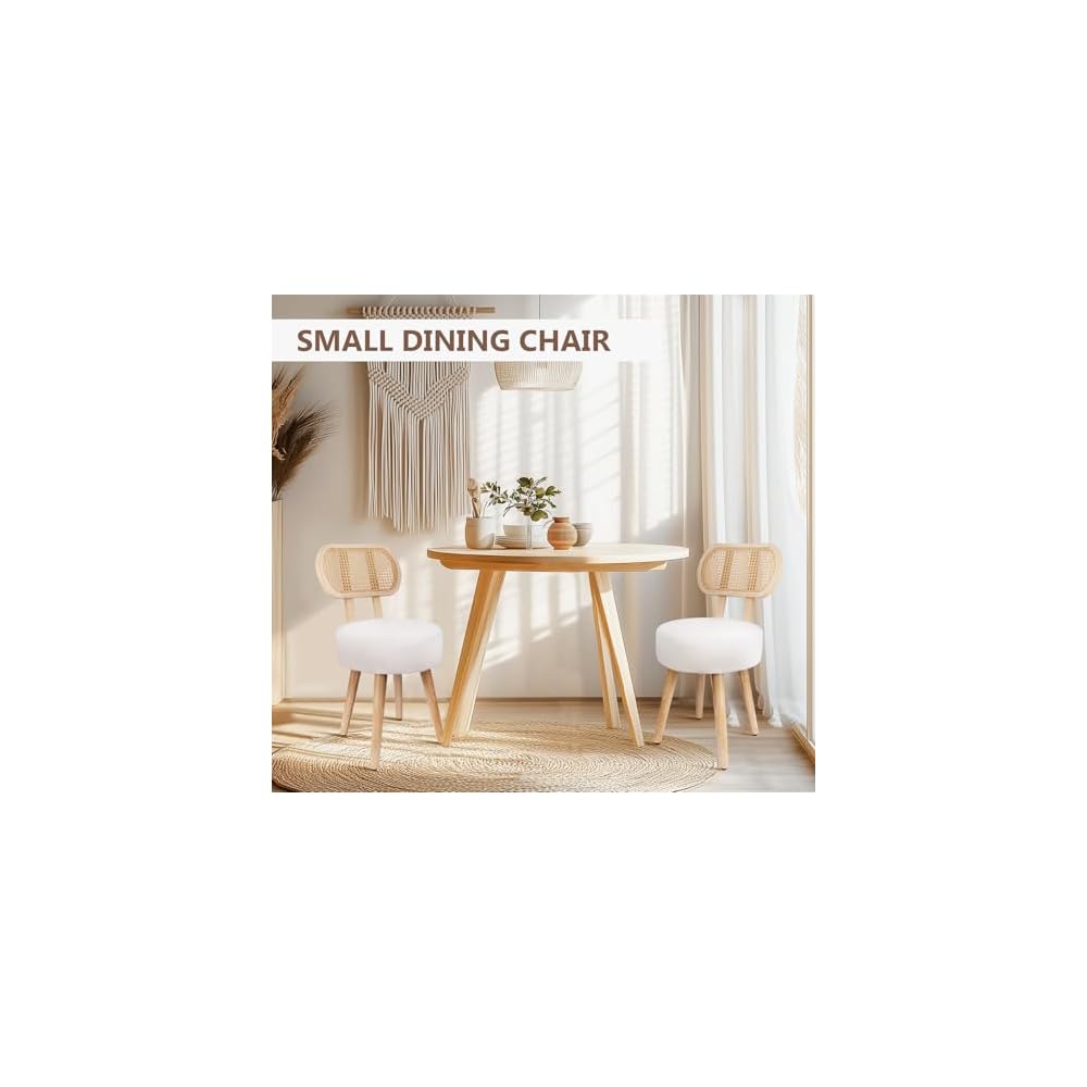 Rattan Dining Chair, Kitchen Dining Room Chairs, Mid Century Modern Boucle Chair, Stylish Upholstered Wood Accent Chair, Cute Sherpa Chair, Living Room Bar Stool Chair, Boho Makeup Vanity Chair, 1 Pc