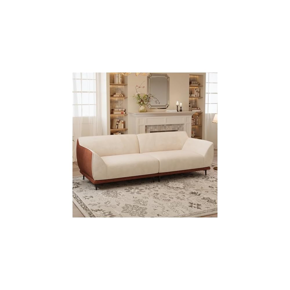 86.61" 3-Seater Fabric Sofa, Modern Minimalist Upholstered Couch
