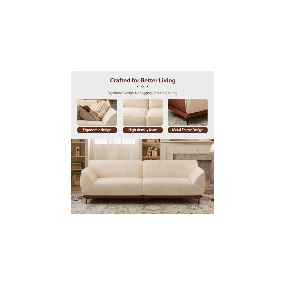 86.61" 3-Seater Fabric Sofa, Modern Minimalist Upholstered Couch