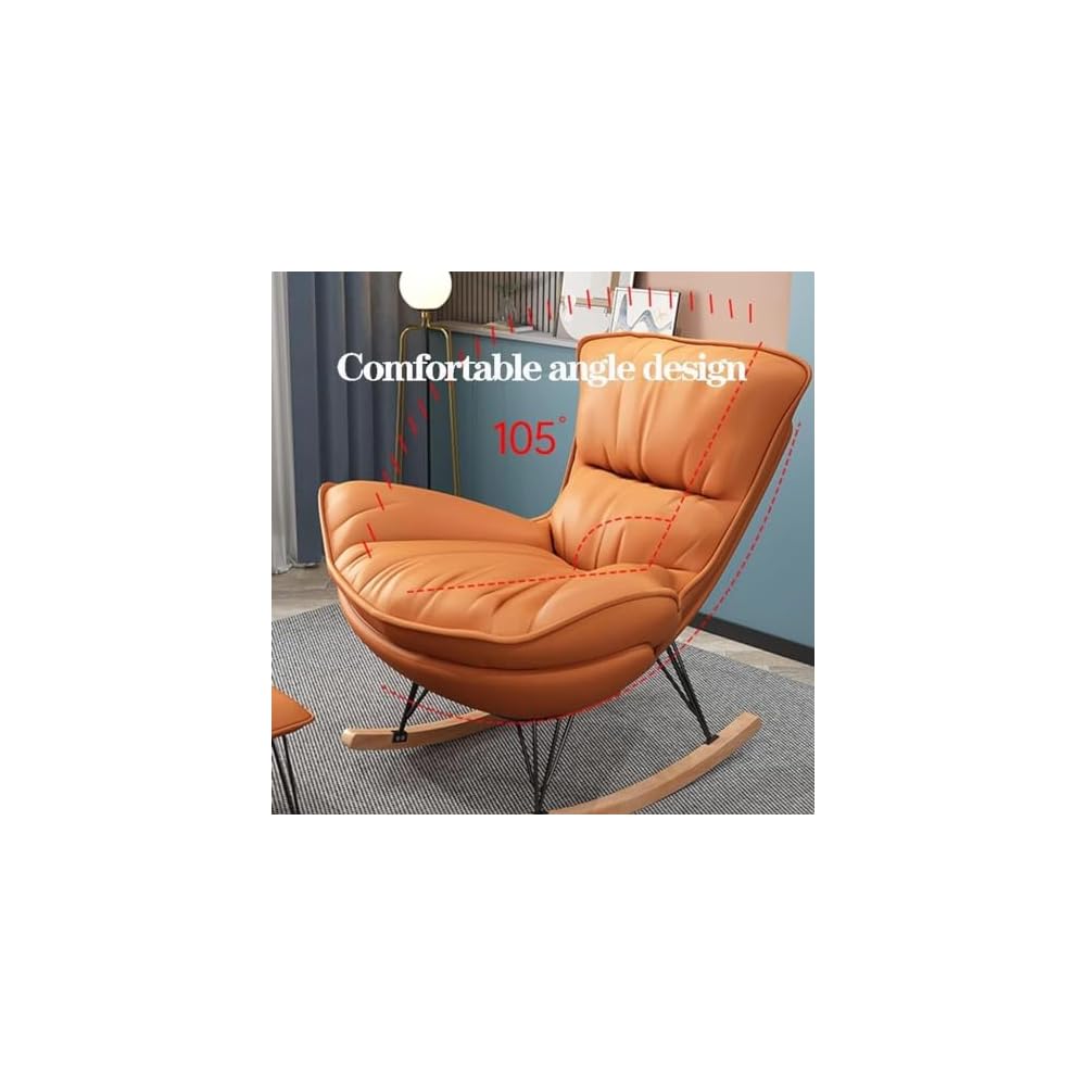 LSLYTQ Waterproof Technical Fabric Rocking Chair with Footrest - Upholstered Armchair for Living Room/Bedroom - Comfortable Side Chair for Relaxing