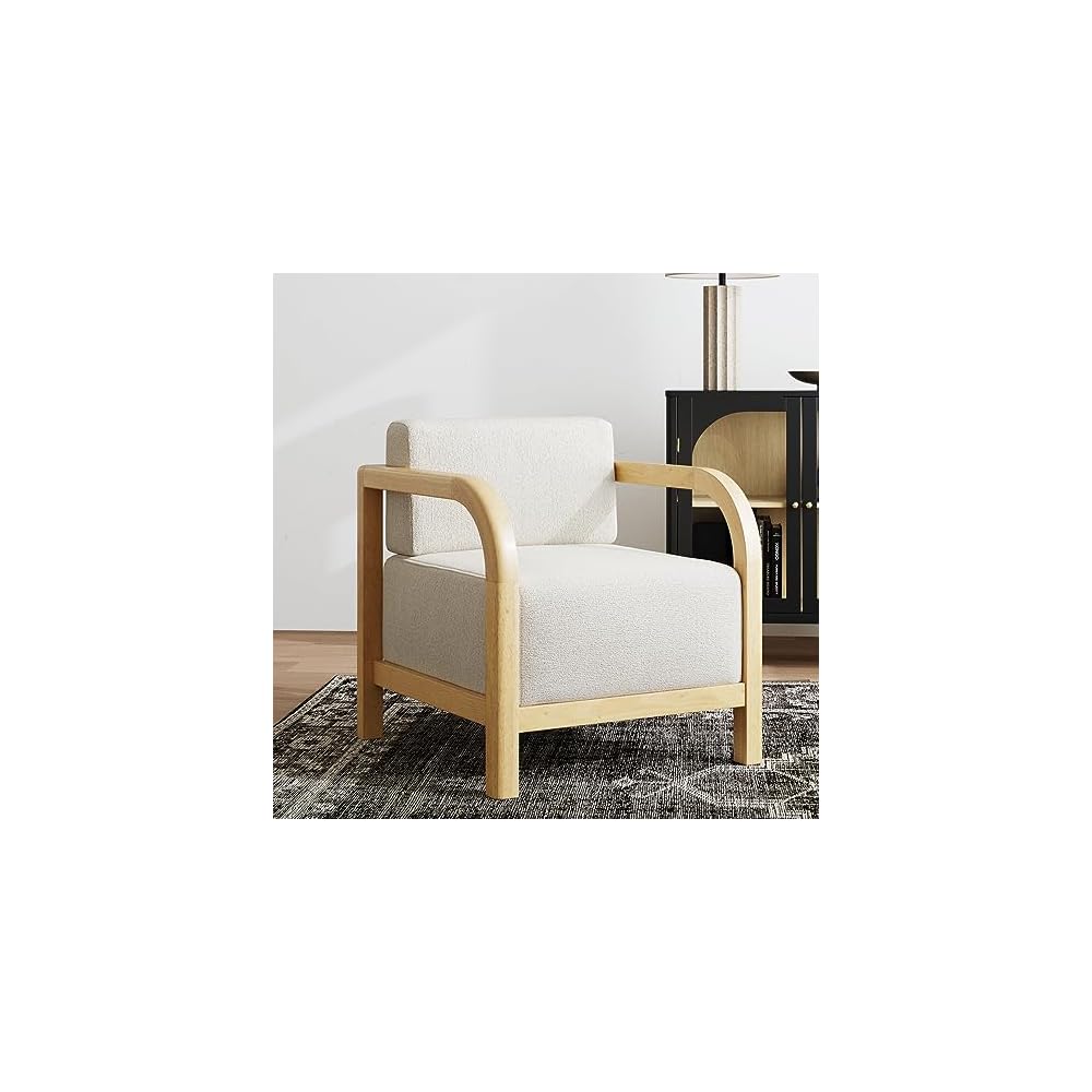 Nathan James Jayden Scandinavian Accent Chair, Linen Upholstered Bedroom Chair with Solid Wood Frame and Plush Cushioned Seat, Natural Brown
