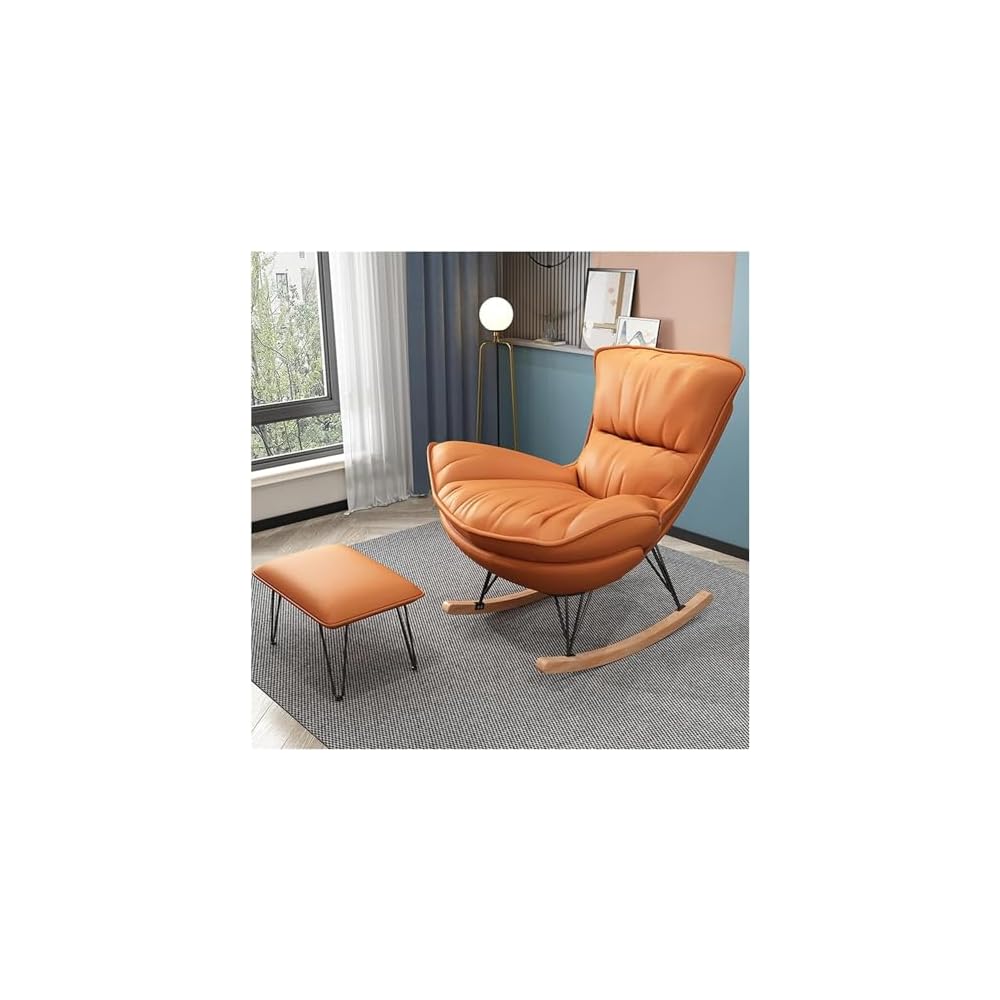 LSLYTQ Waterproof Technical Fabric Rocking Chair with Footrest - Upholstered Armchair for Living Room/Bedroom - Comfortable Side Chair for Relaxing