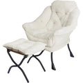 Kokel Lazy Chair with Folding Ottoman,Living Room Chairs, Accent Contemporary Lounge Chair, Single Steel Frame Leisure Sofa Chair with Armrests and A Side Pocket (Beige-1130)