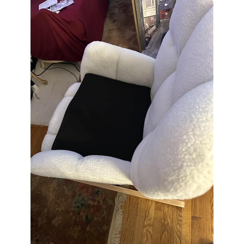 Teddy Upholstered Glider Rocking Chair, Comfy Accent Armchair
