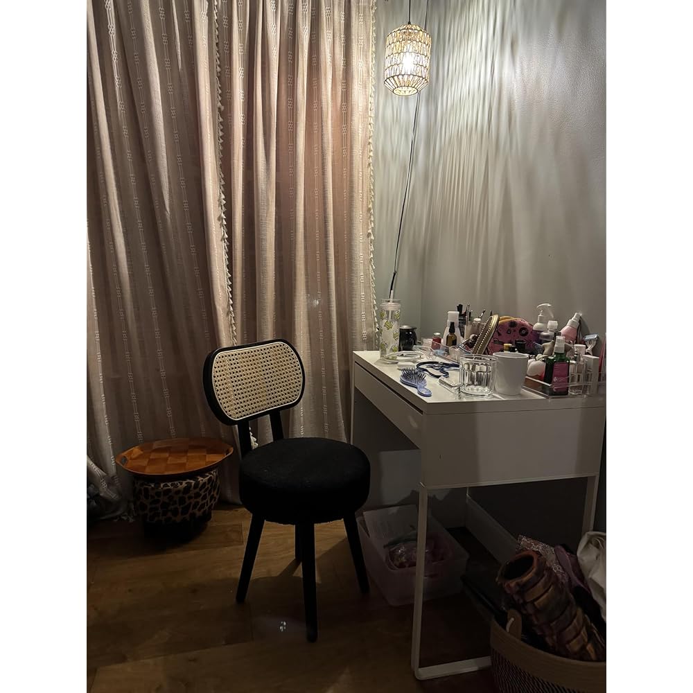 Rattan Dining Chair, Kitchen Dining Room Chairs, Mid Century Modern Boucle Chair, Stylish Upholstered Wood Accent Chair, Cute Sherpa Chair, Living Room Bar Stool Chair, Boho Makeup Vanity Chair, 1 Pc