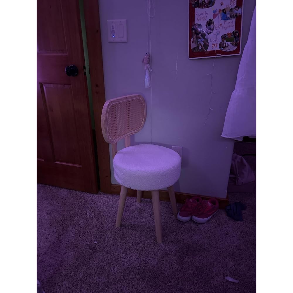 Rattan Dining Chair, Kitchen Dining Room Chairs, Mid Century Modern Boucle Chair, Stylish Upholstered Wood Accent Chair, Cute Sherpa Chair, Living Room Bar Stool Chair, Boho Makeup Vanity Chair, 1 Pc