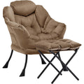 Lazy Chair with Ottoman, Comfy Reading Chair, Brown