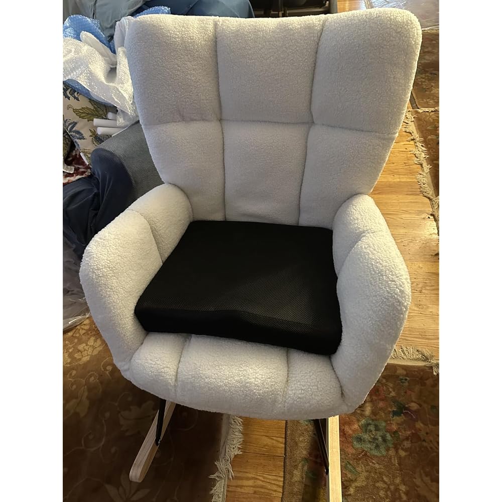 Teddy Upholstered Glider Rocking Chair, Comfy Accent Armchair