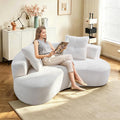 80" Curved Sofa Couches for Living Room, Modern Oversized Boneless Couch, Comfy Boucle Cloud Modular Round Sofa with Deep Seat / 4 Throw Pillows for Apartment, No Assembly Needed, Cream