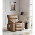360° Swivel Manual Recliner Chair with Massage & Remote Control, PU Leather Lounge Chair with Side Pocket, Wide Single Sofa Seat for Living Room Comfort, Ergonomic Beige Reclining Armchair