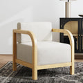 Nathan James Jayden Scandinavian Accent Chair, Linen Upholstered Bedroom Chair with Solid Wood Frame and Plush Cushioned Seat, Natural Brown