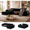 Boneless Sectional for Living Room Black L-Shape Couch in Box Sofa Memory