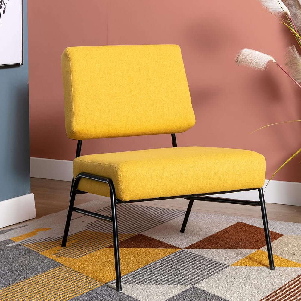 Mid Modern Chairs Wire Metal Frame Slipper Barrel Chair Chair for Living Room Meeting Room Yellow 26.5" x 29.7" x 31.8"